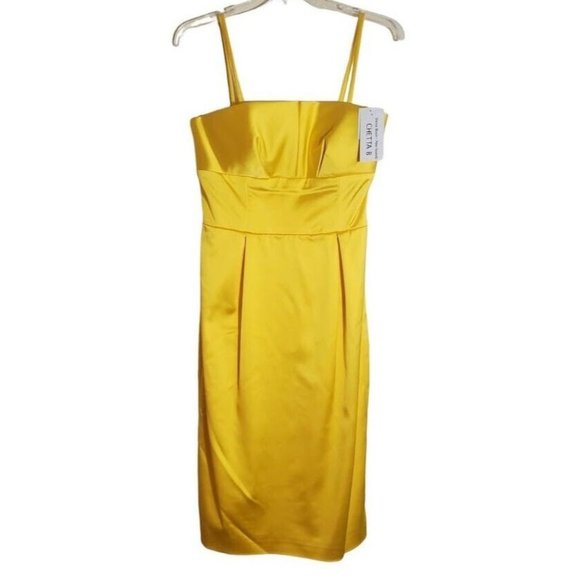 Chetta B Dresses & Skirts - Chetta B Sherrie Bloom Peter Noviello Satin Yellow Cocktail Dress Prom Formal 2